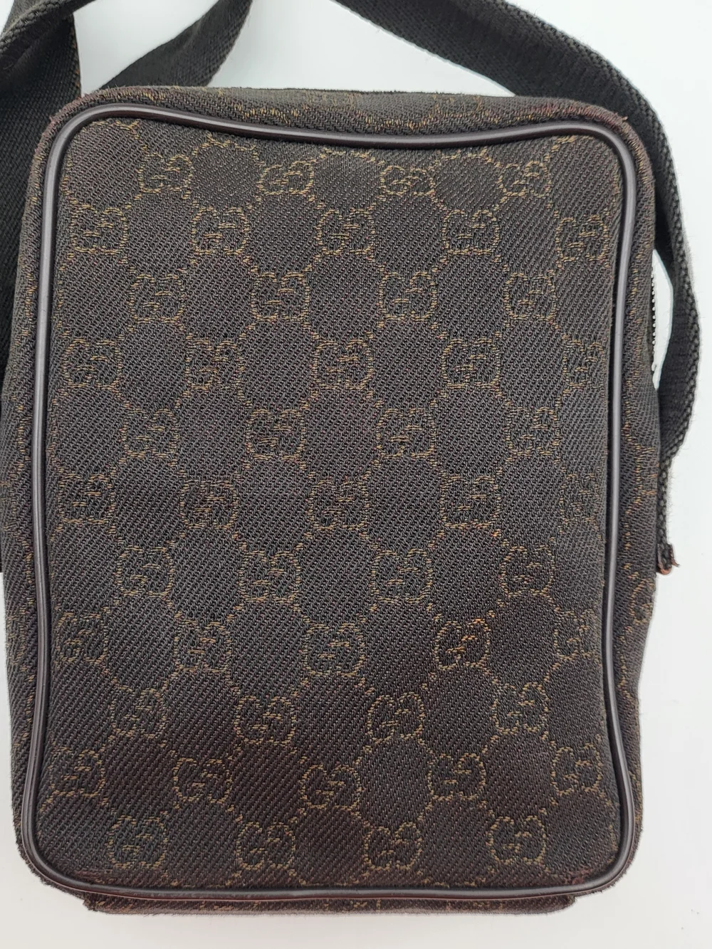 Gucci GG Canvas Monogram Chocolate Crossbody Bag, Authentic...(Unisex)